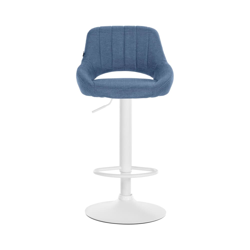 Tabouret de bar en tissu ajustable pivotant tissu Bleu