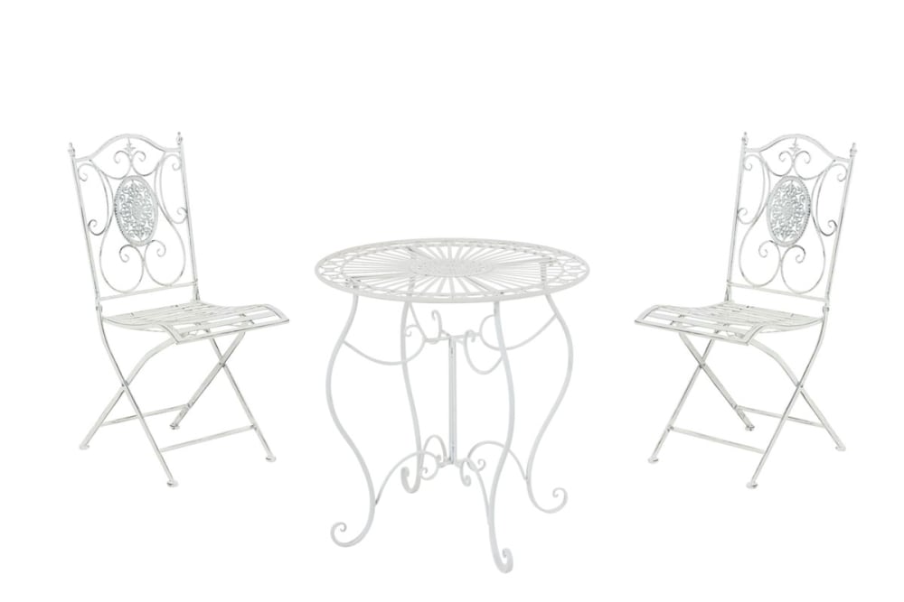 Ensemble table et chaises de jardin en métal Blanc antique