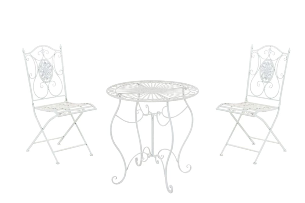 Ensemble+table+et+chaises+de+jardin+en+metal+Blanc