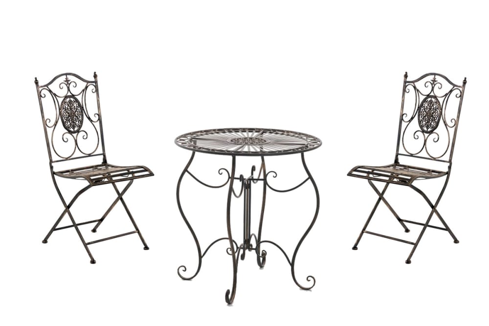 Ensemble+table+et+chaises+de+jardin+en+metal+Bronze