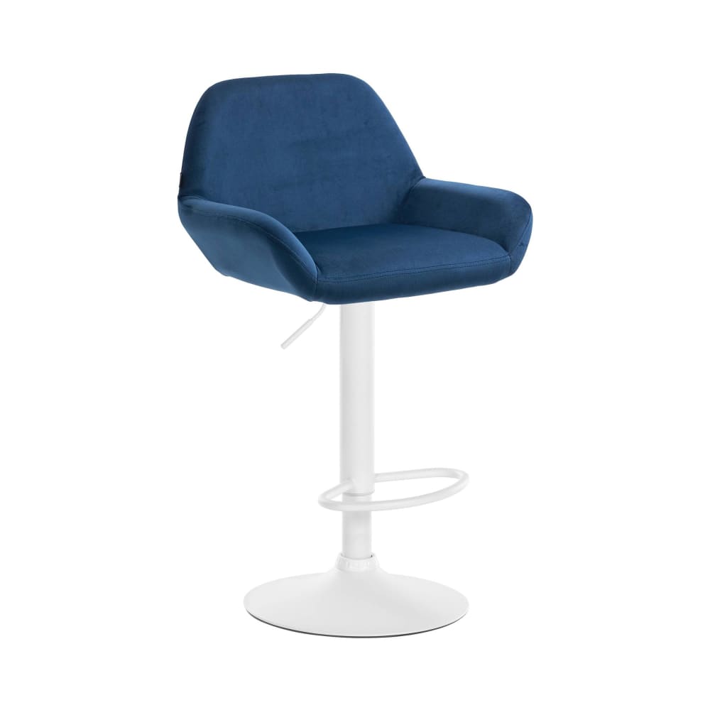 Tabouret de bar velours ajustable pivotant velours Bleu