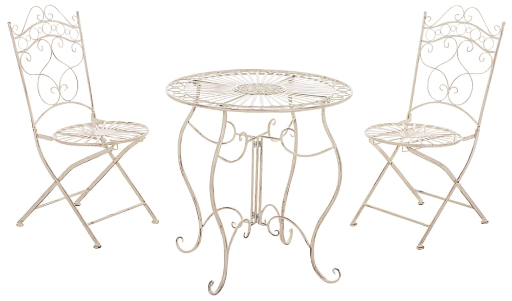 Ensemble table et chaises de jardin en métal Crème antique Ensemble table et chaises de jardin en métal Crème antique