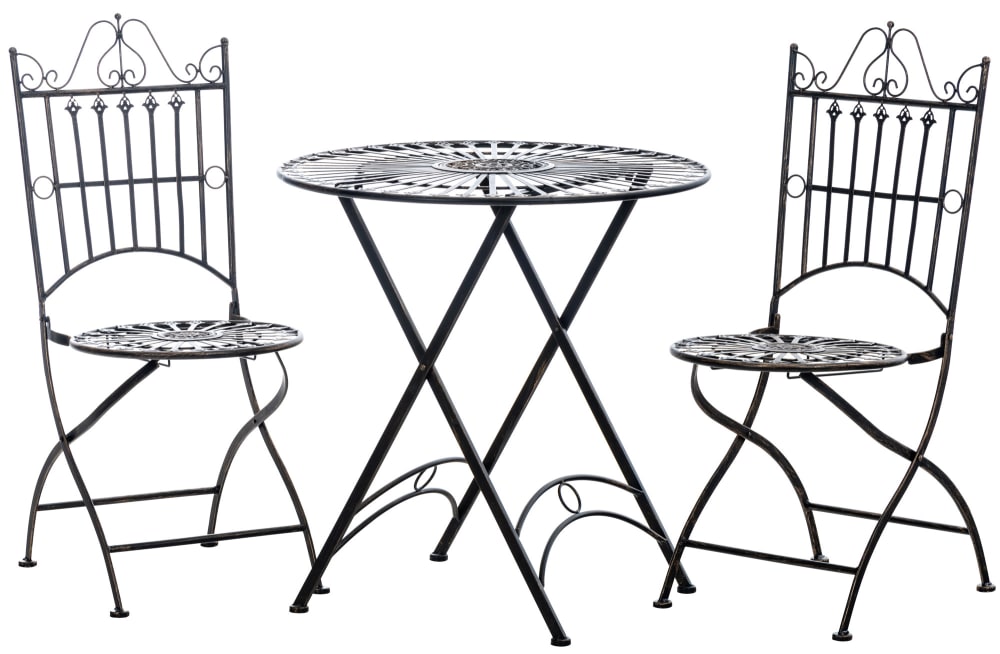 CLP Ensemble table et chaises de jardin en métal Bronze style campagne Marron