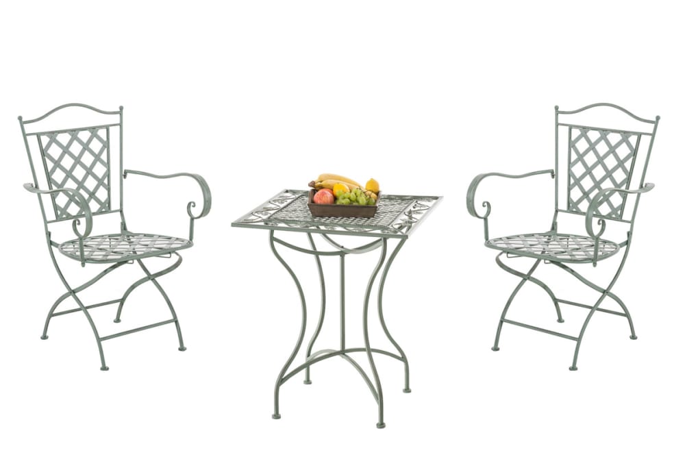 Ensemble table et chaises de jardin en métal Vert antique