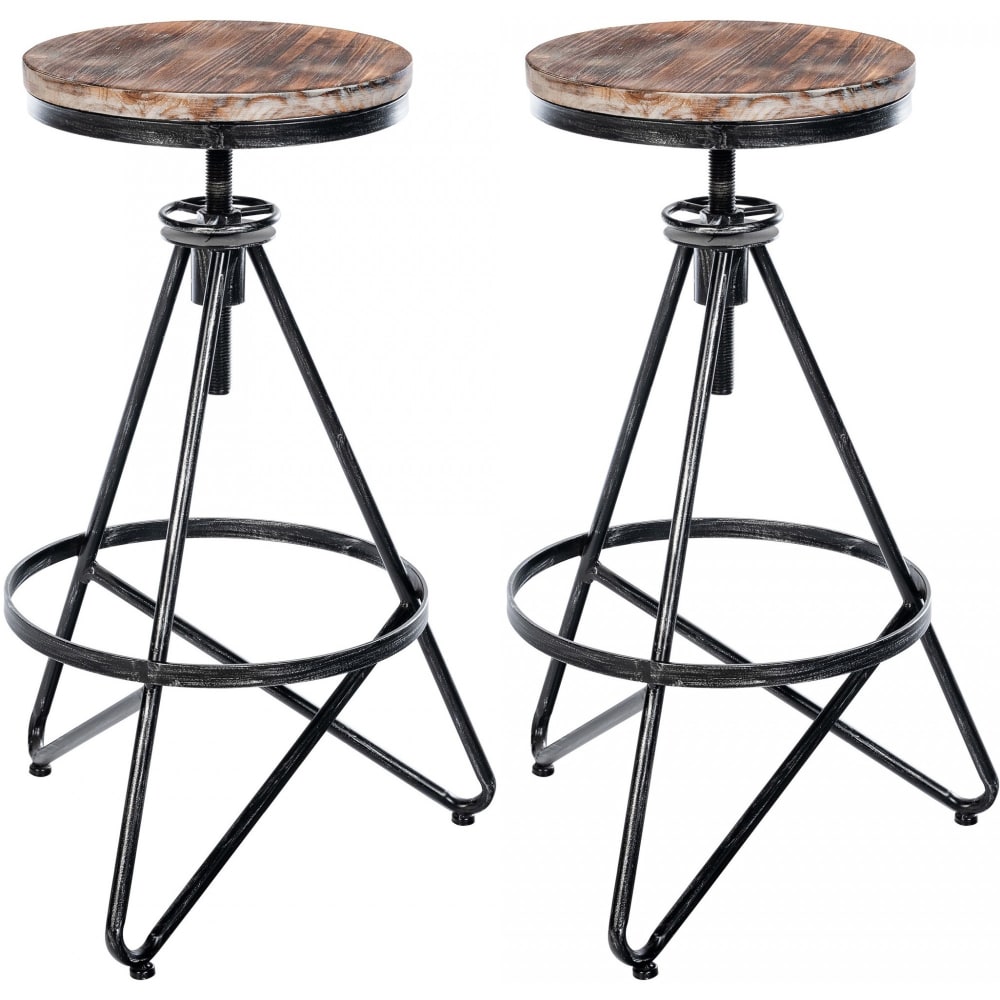 2er Set Barhocker im industrialen Stil aus Metall silber -