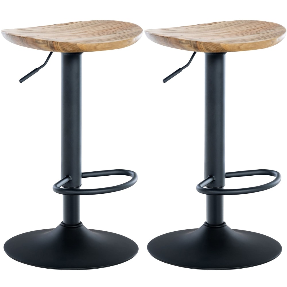 Lot de 2 tabourets de bar ajustables pivotants holz nature Lot de 2 tabourets de bar ajustables pivotants holz nature