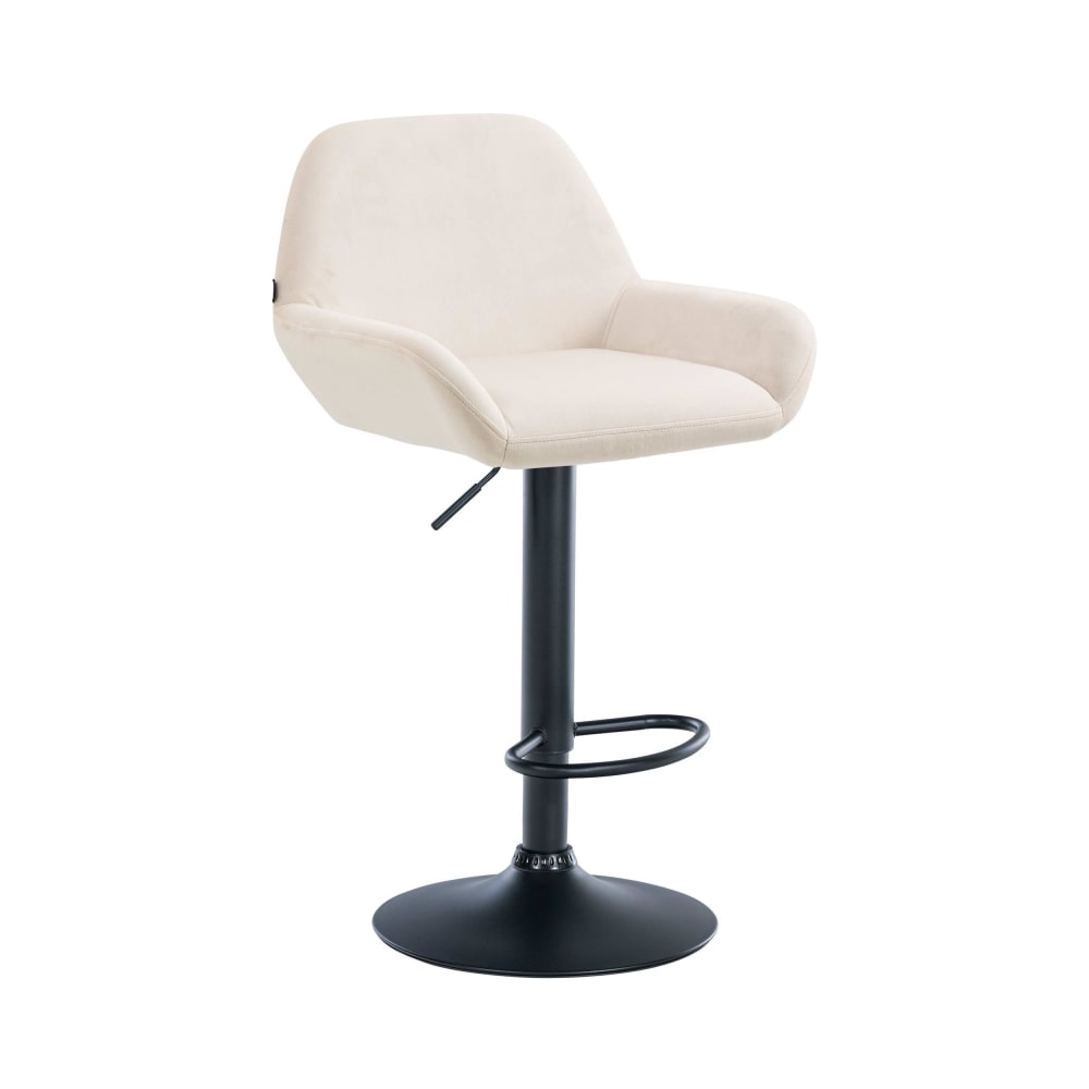 Tabouret de bar velours ajustable pivotant velours Crème
