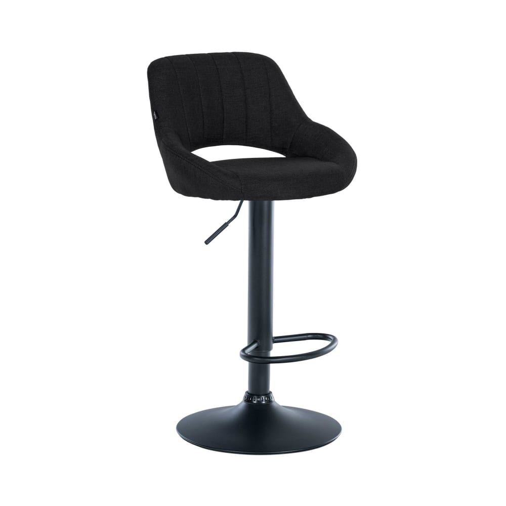 Tabouret de bar en tissu ajustable pivotant tissu Noir