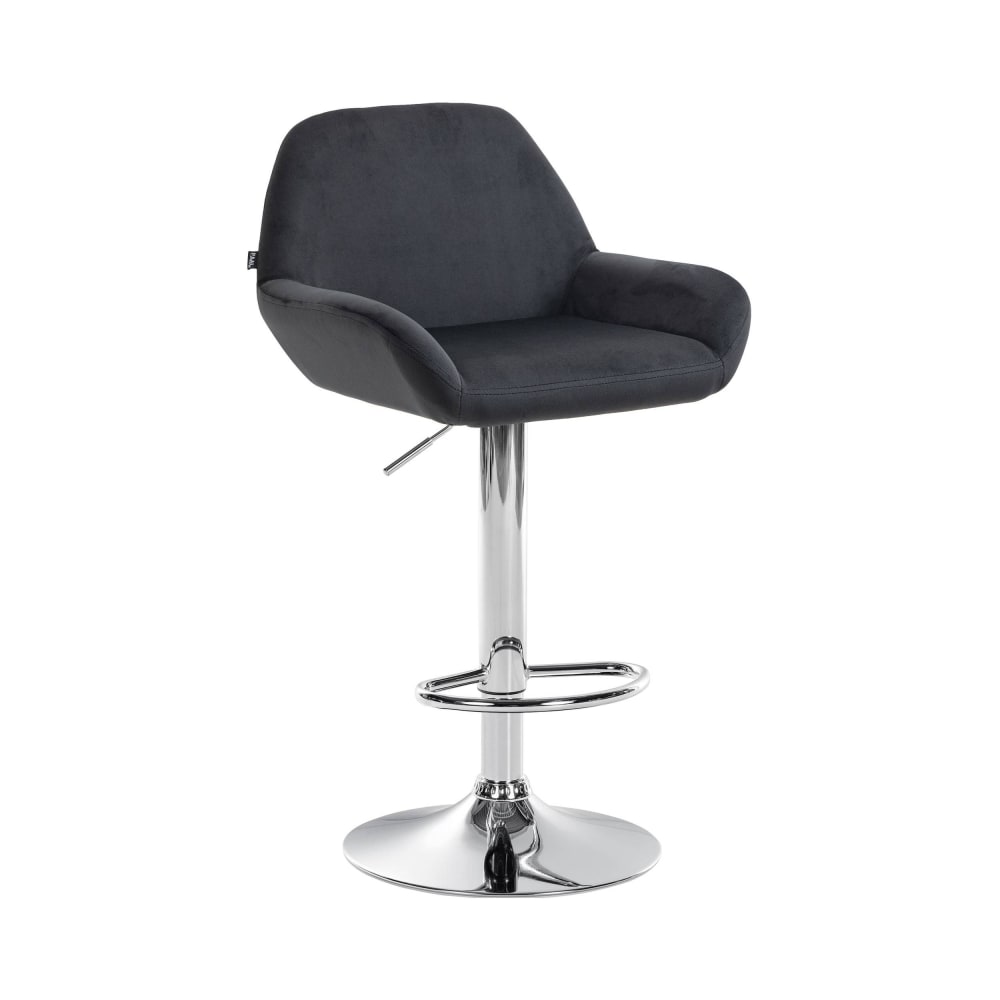 Tabouret de bar velours ajustable pivotant velours Noir