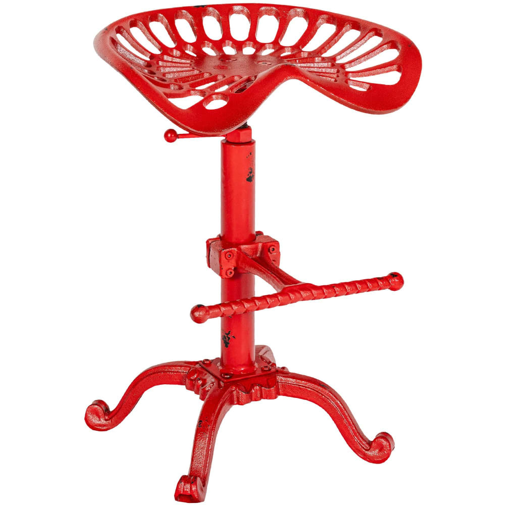 Tabouret de bar industriel réglable en metall rouge
