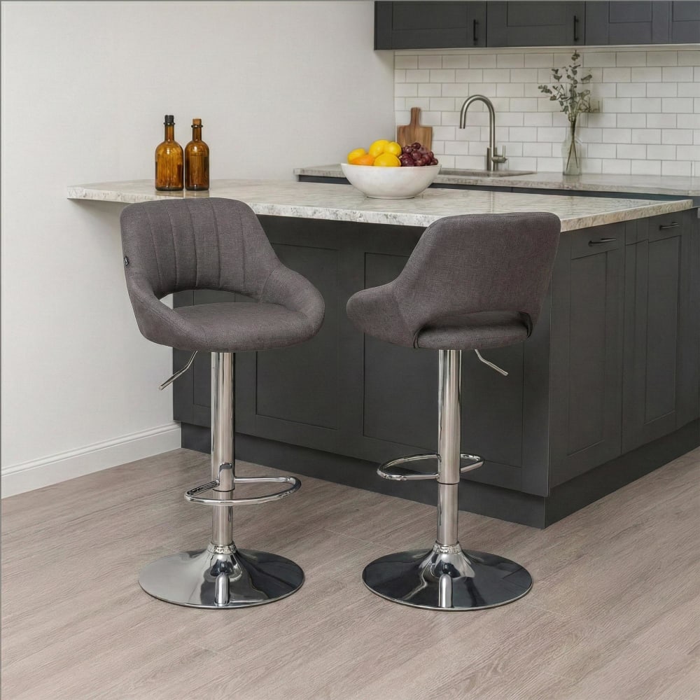 Sgabello da bar regolabile in tessuto colore grigio scuro - Modello Contemporaneo - Tessuto