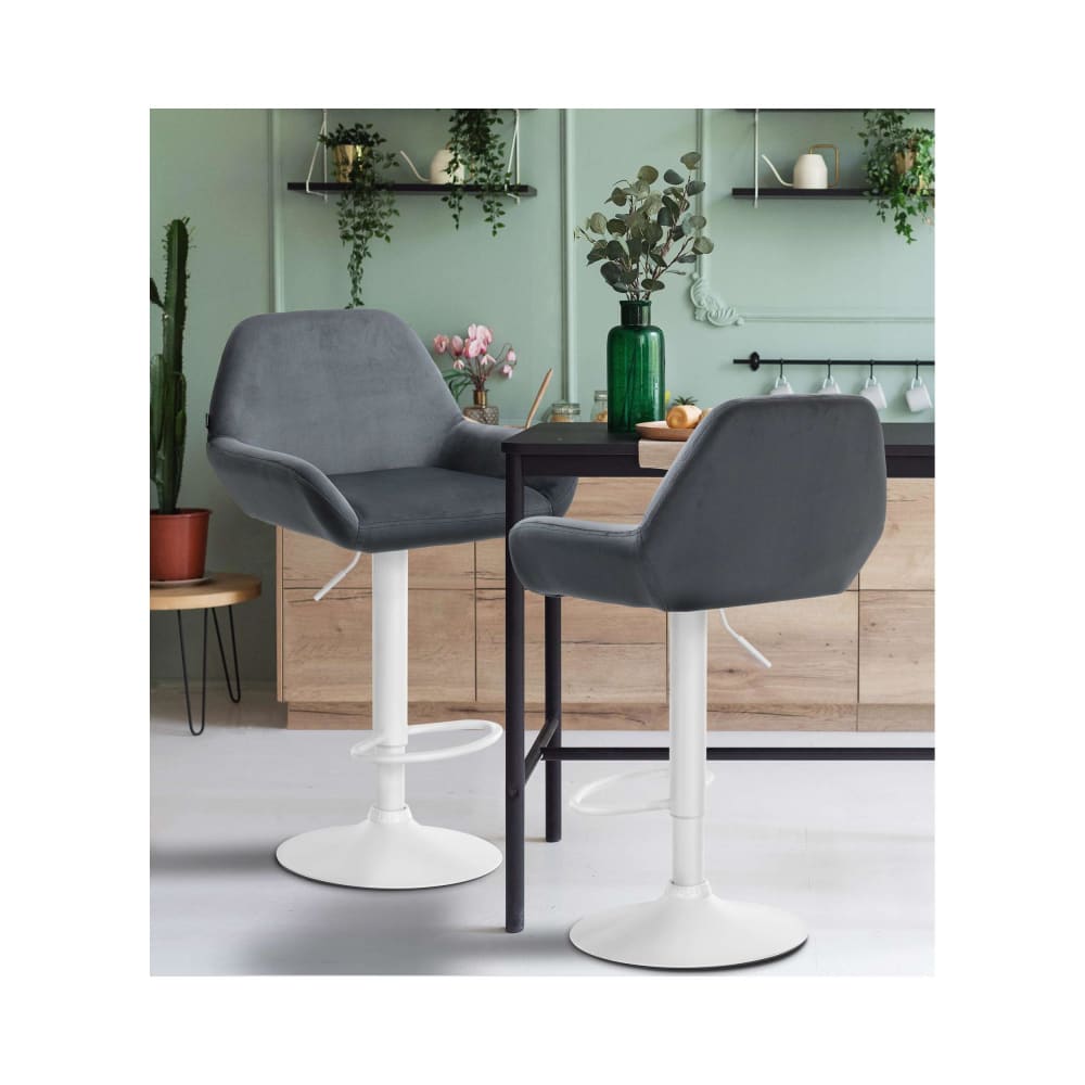 Tabouret de bar velours ajustable pivotant velours Gris foncé