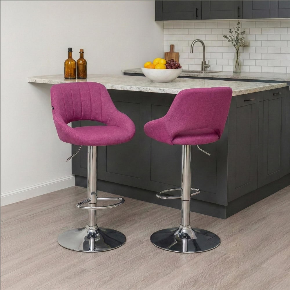 Sgabello da bar regolabile in tessuto colore viola - Modello Contemporaneo - Tessuto