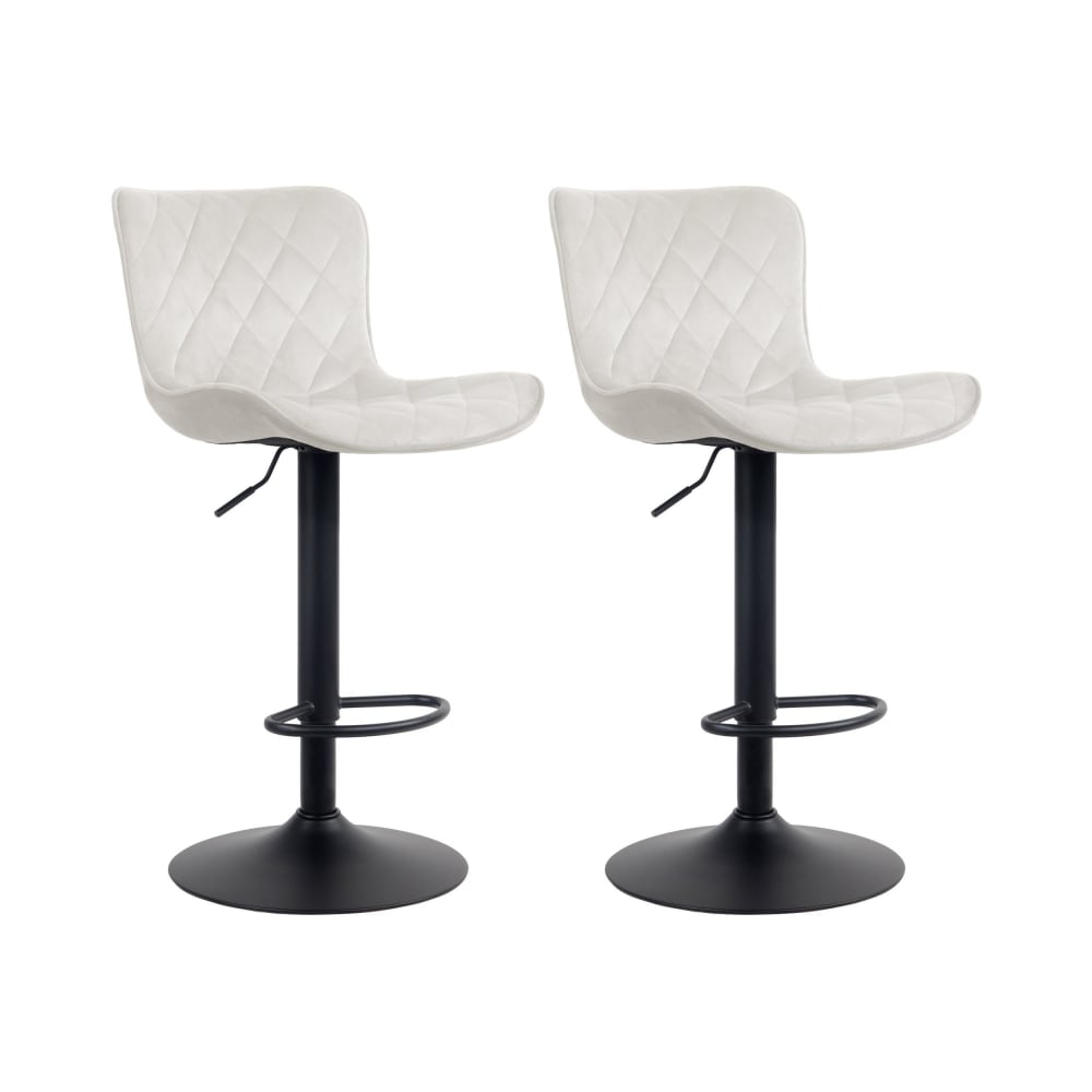 CLP 2er Set Barhocker höhenverstellbar drehbar Fußstütze Samt creme style modern Beige Samt