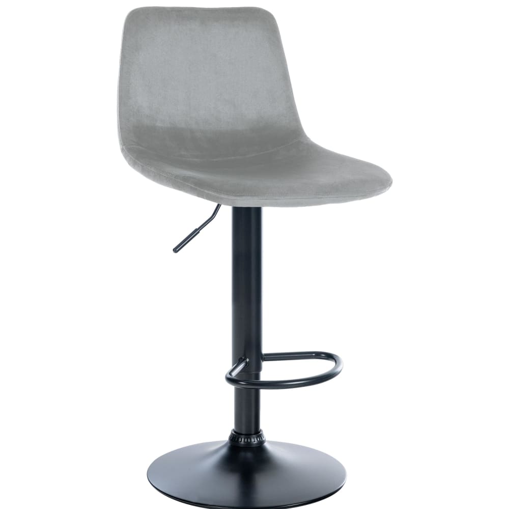 Tabouret de bar velours ajustable pivotant velours Gris