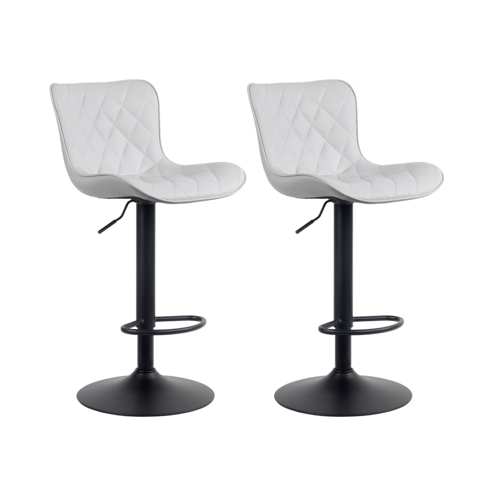 Set de 2 Taburetes de bar regulable en Simil cuero Blanco