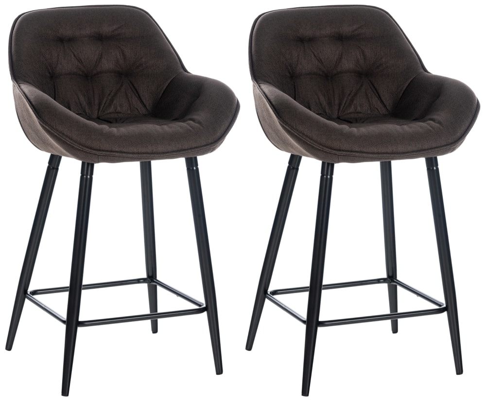 CLP Lot de 2 tabourets de bar avec accoudoirs stoff marron style contemporain Marron Tissu - 58x94x54cm
