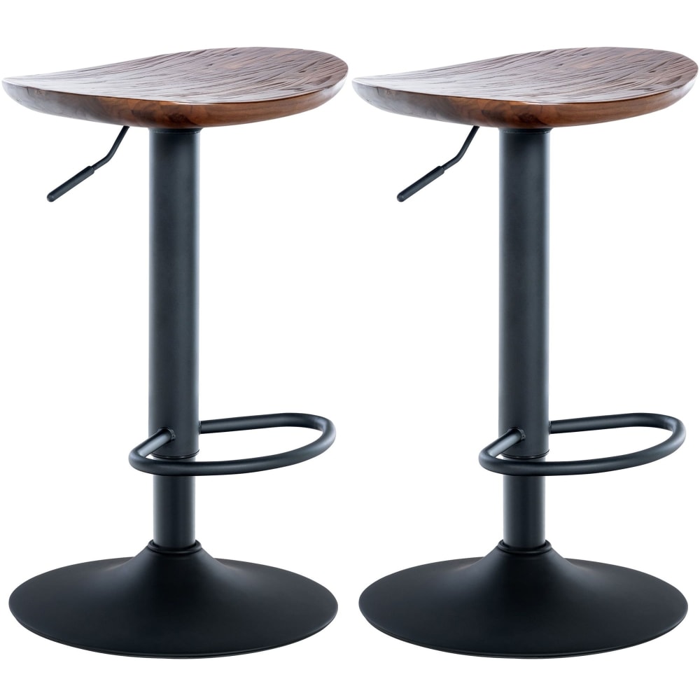 Lot de 2 tabourets de bar ajustables pivotants holz noyer Lot de 2 tabourets de bar ajustables pivotants holz noyer