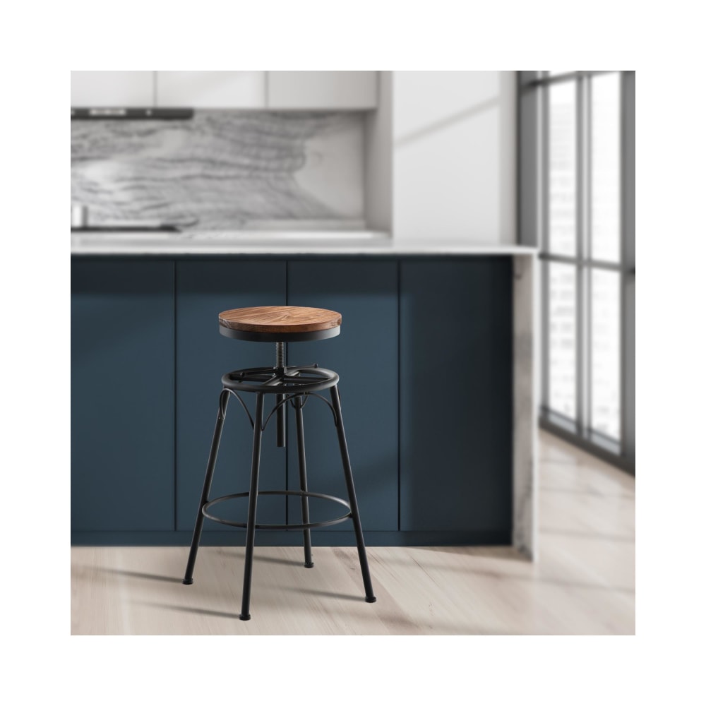 Lot de 2 tabourets de bar industriel en métal Noir