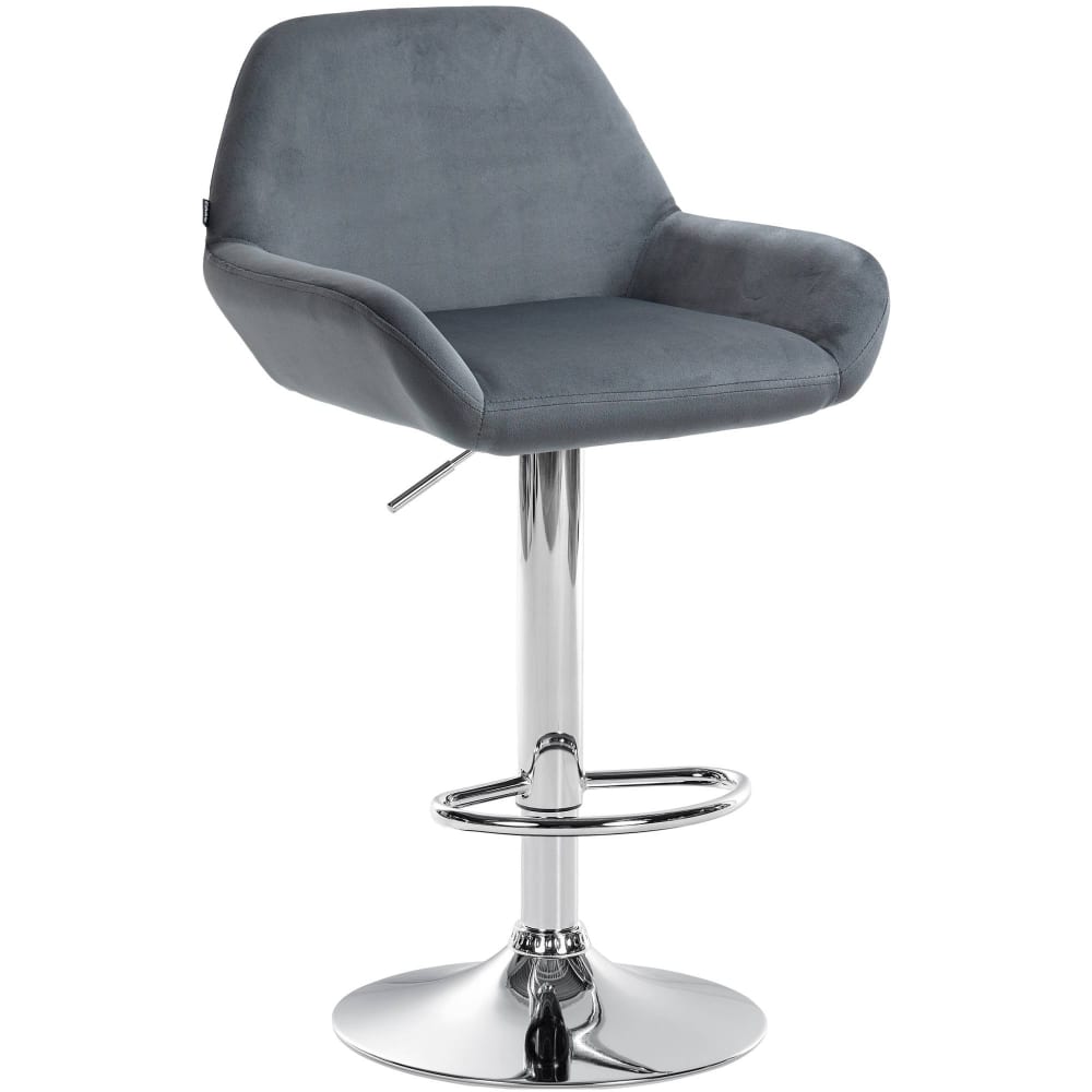 Tabouret de bar velours ajustable pivotant samt gris foncé Tabouret de bar velours ajustable pivotant samt gris foncé