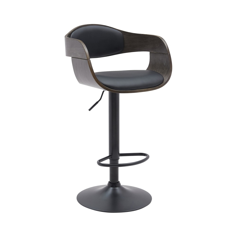 Taburete de bar regulable y giratorio en Simil cuero Negro/gris
