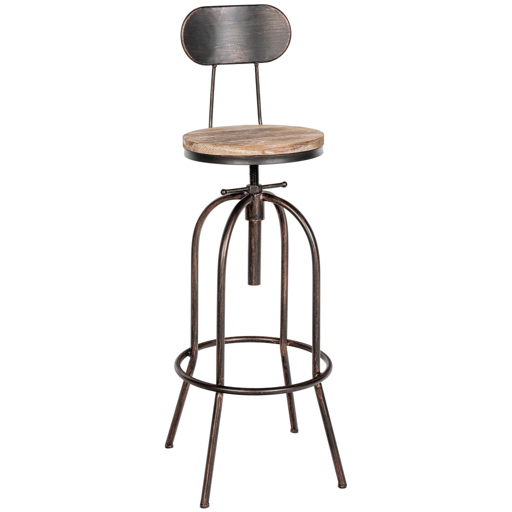 Tabouret de bar industriel réglable en metall bronze