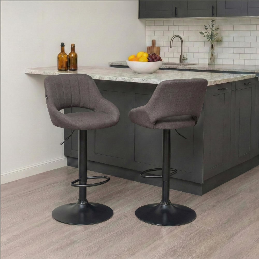 Sgabello da bar regolabile in tessuto colore grigio scuro - Modello Contemporaneo - Tessuto