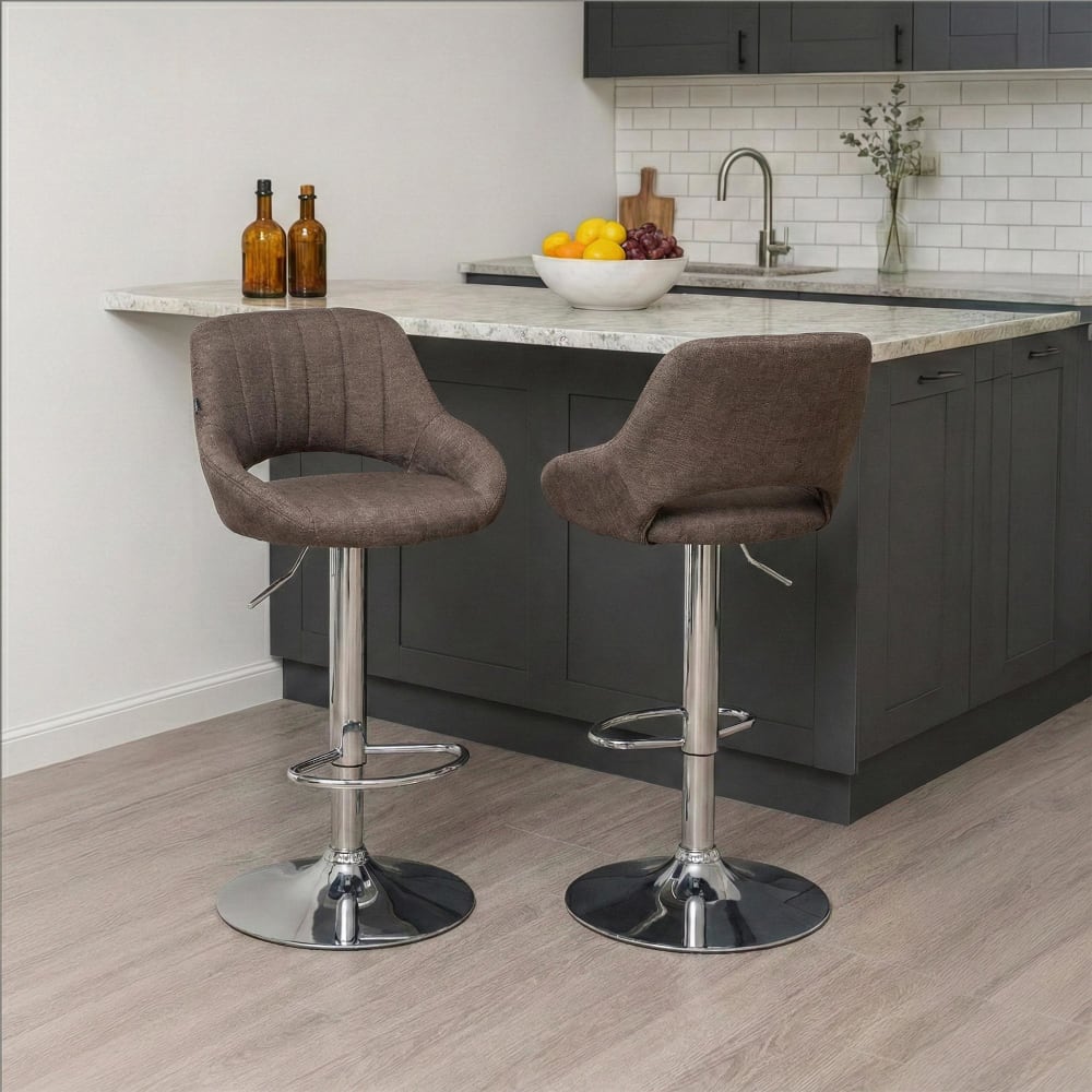 Sgabello da bar regolabile in tessuto colore marrone - Modello Contemporaneo - Tessuto
