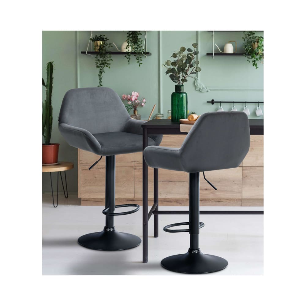 Tabouret de bar velours ajustable pivotant velours Gris foncé
