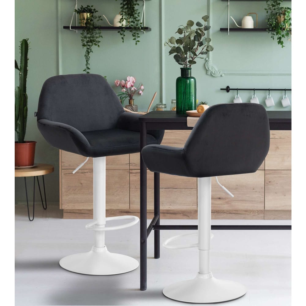CLP Barhocker Samt höhenverstellbar drehbar Samt schwarz style modern - Samt