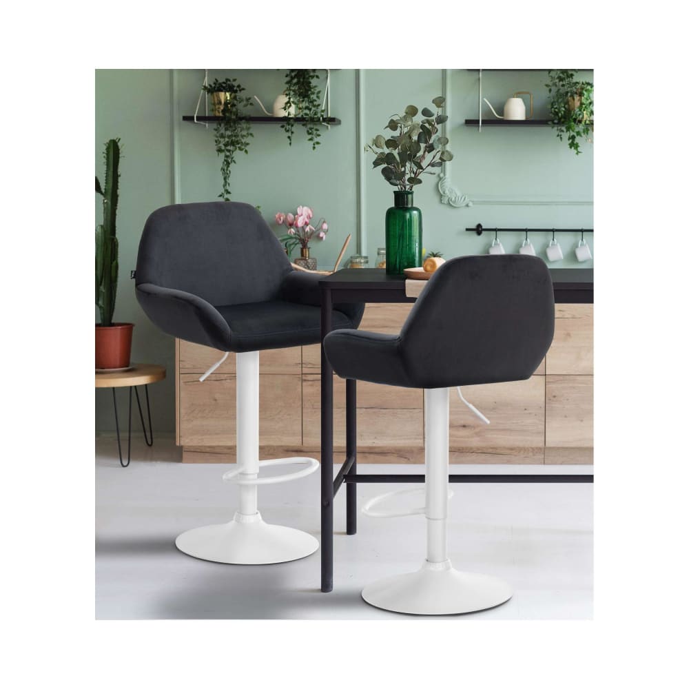 Tabouret de bar velours ajustable pivotant velours Noir