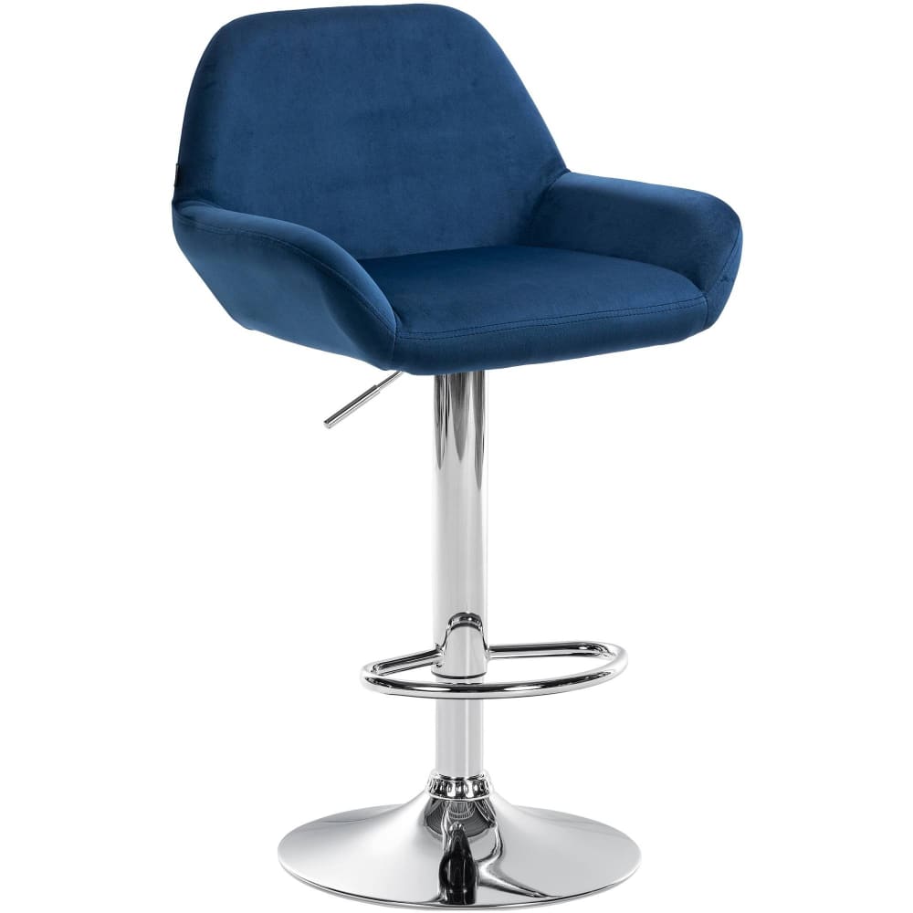 Tabouret de bar velours ajustable pivotant samt bleu Tabouret de bar velours ajustable pivotant samt bleu