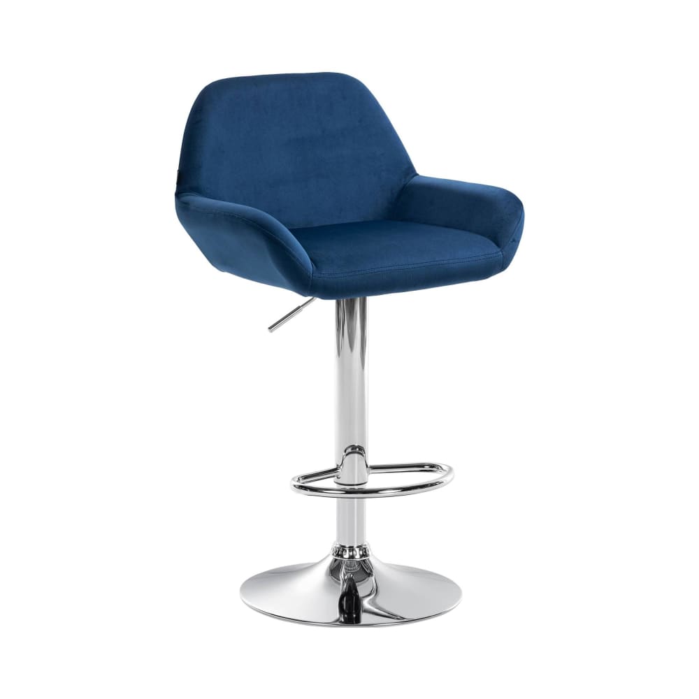 Tabouret de bar velours ajustable pivotant velours Bleu