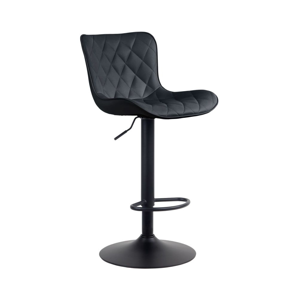 Tabouret de bar ajustable pivotant pvc et synthetique Noir