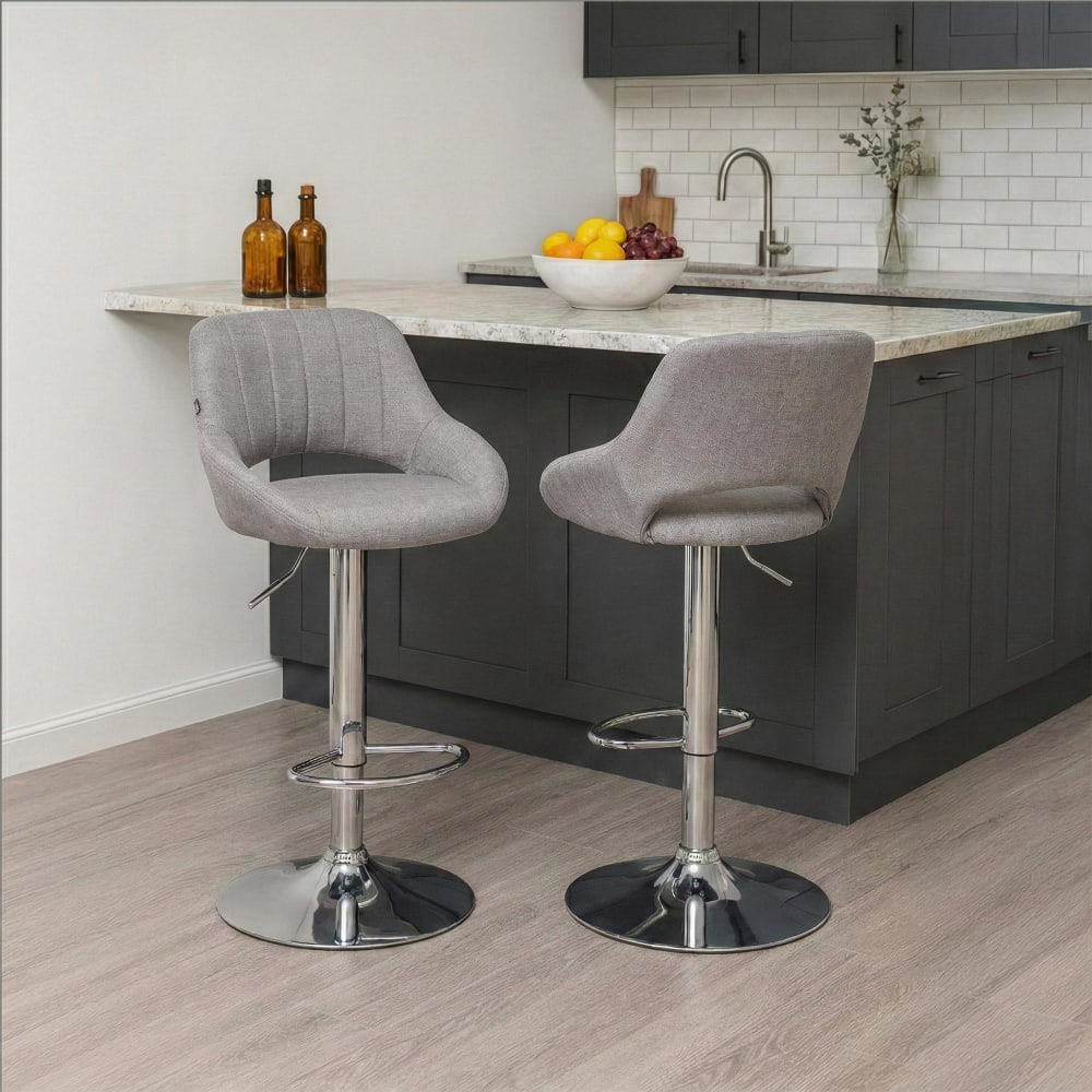 CLP Barhocker Stoff höhenverstellbar drehbar Stoff grau style modern - Stoff