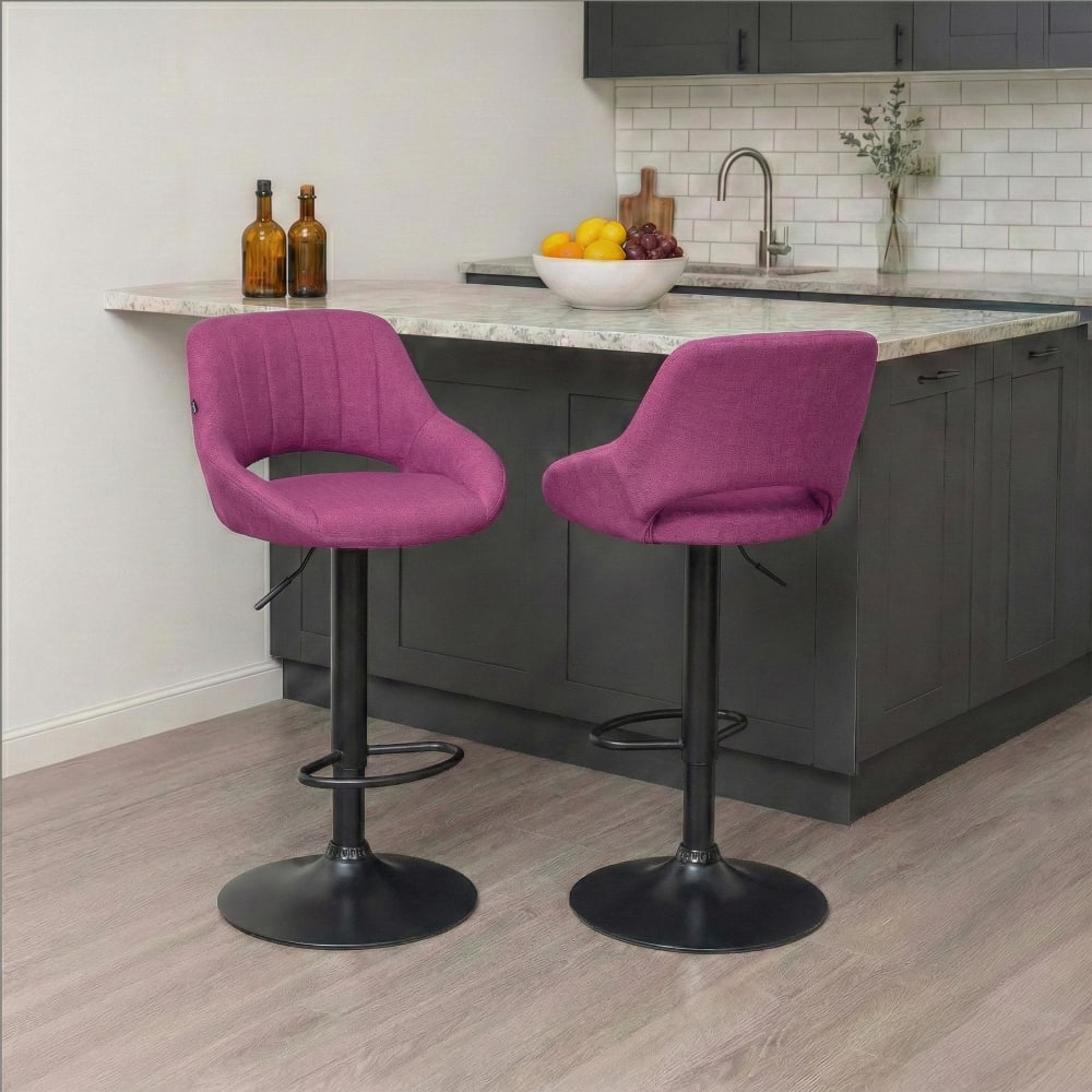 Sgabello da bar regolabile in tessuto colore viola - Modello Contemporaneo - Tessuto