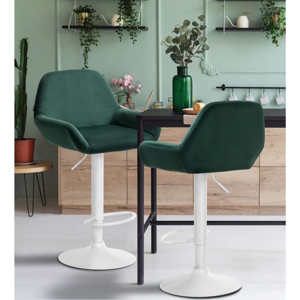 Sgabello da bar regolabile in velluto colore verde scuro - Modello Contemporaneo - Velluto