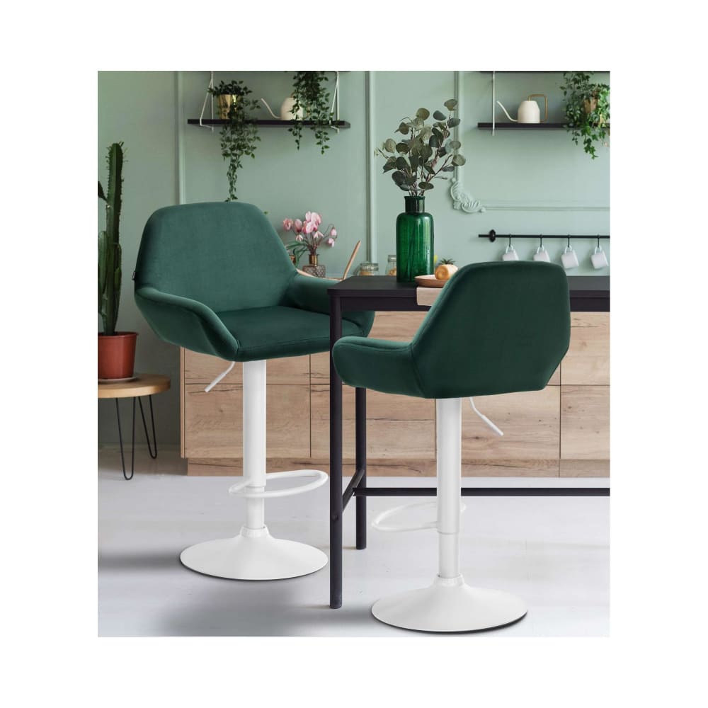 Tabouret de bar velours ajustable pivotant velours Vert foncé