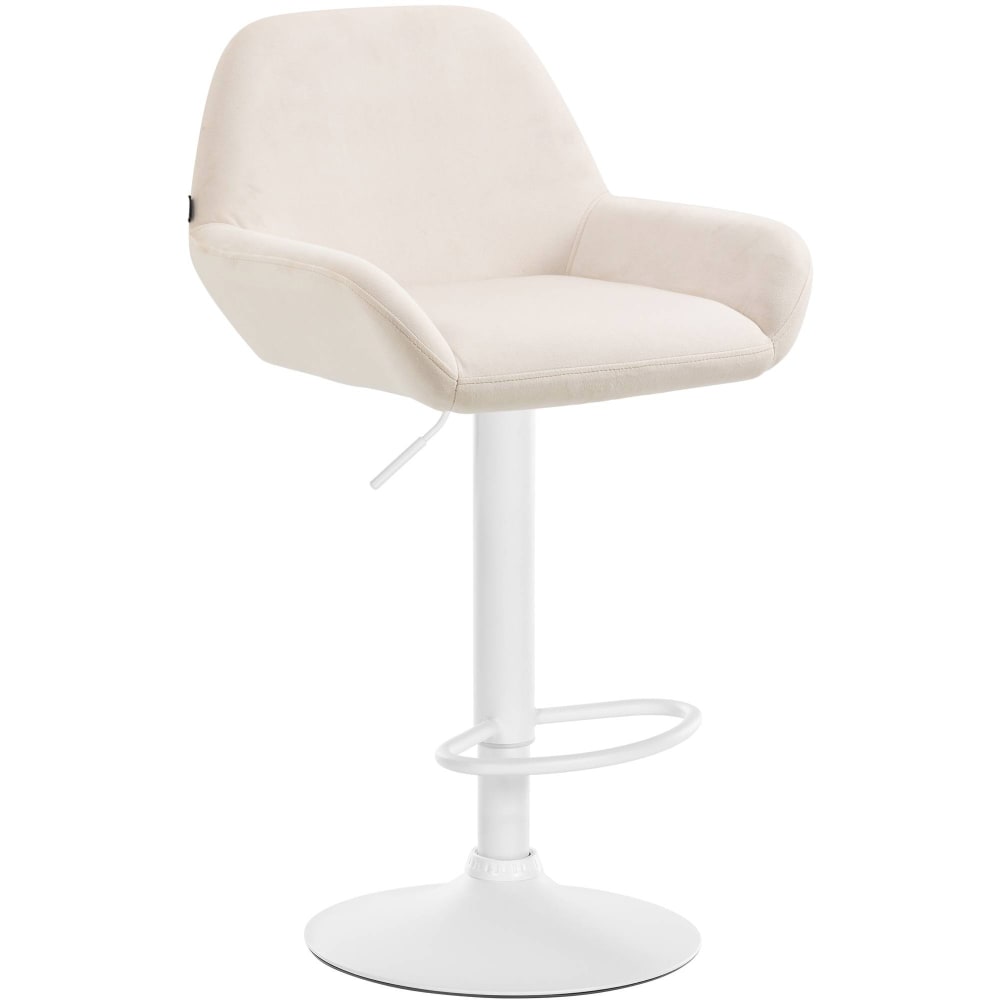 Sgabello da bar regolabile in velluto colore crema - CLP