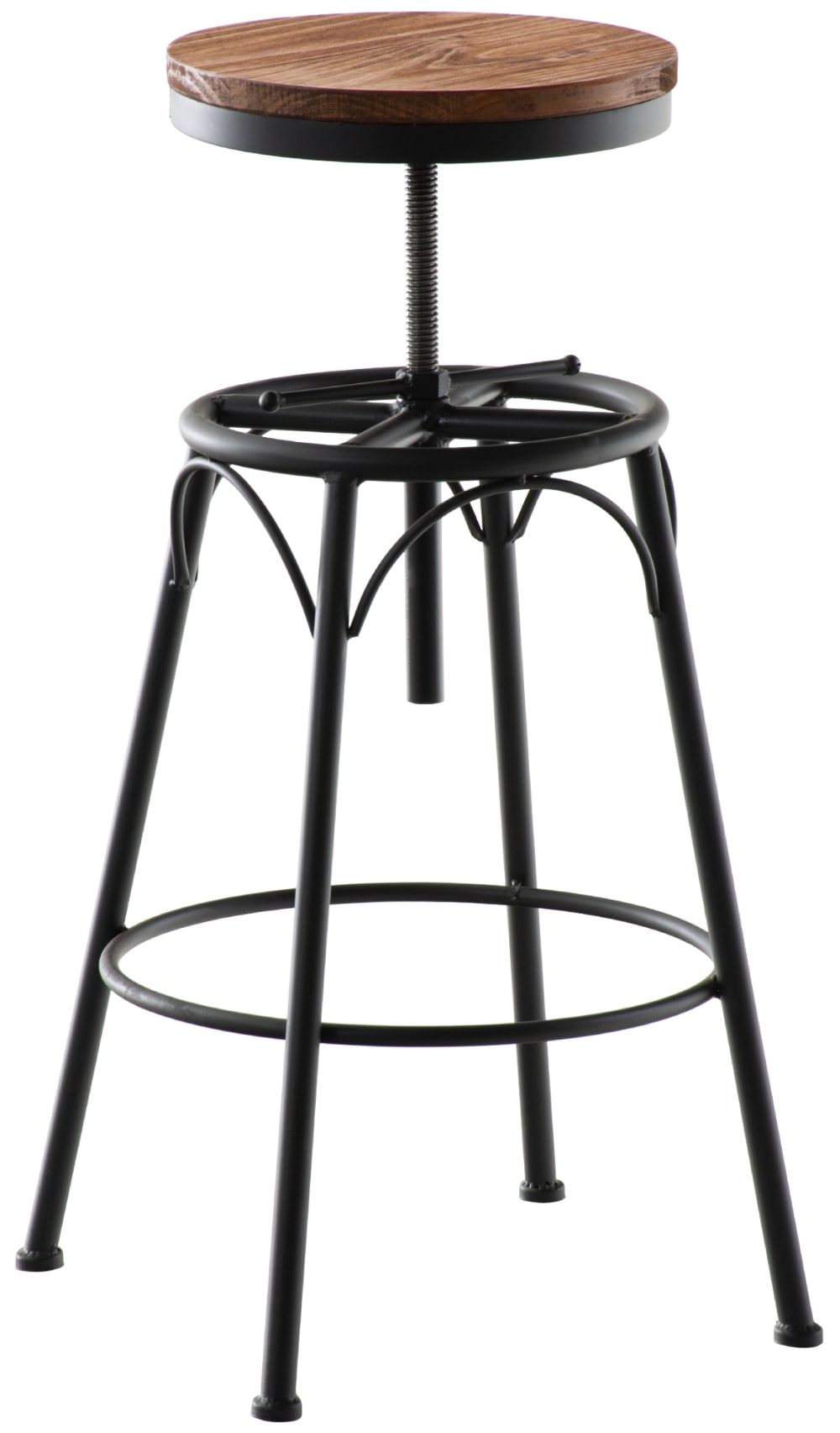 Taburete de bar industrial regulable en metal negro