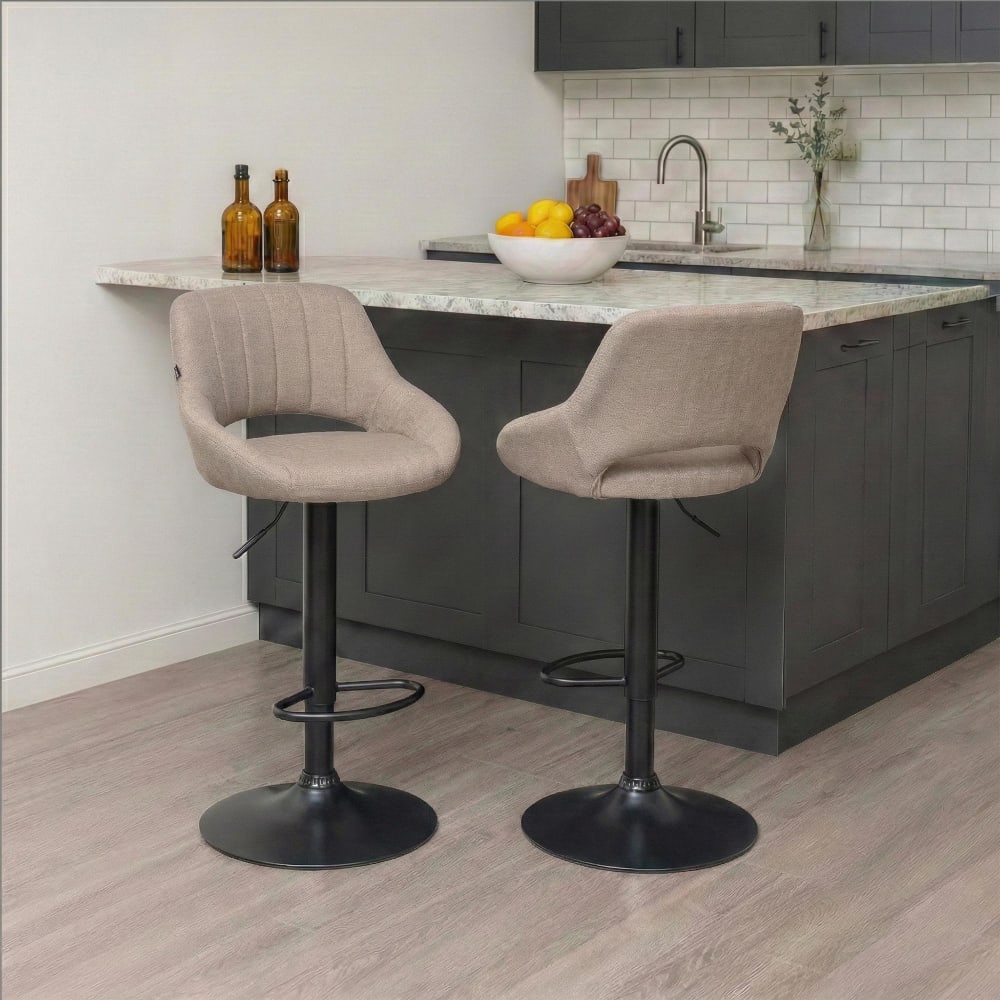 CLP Tabouret de bar en tissu ajustable pivotant stoff taupe style contemporain Gris Tissu - 48x85x47cm