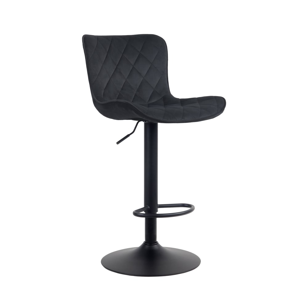 Tabouret de bar ajustable pivotant velours Noir