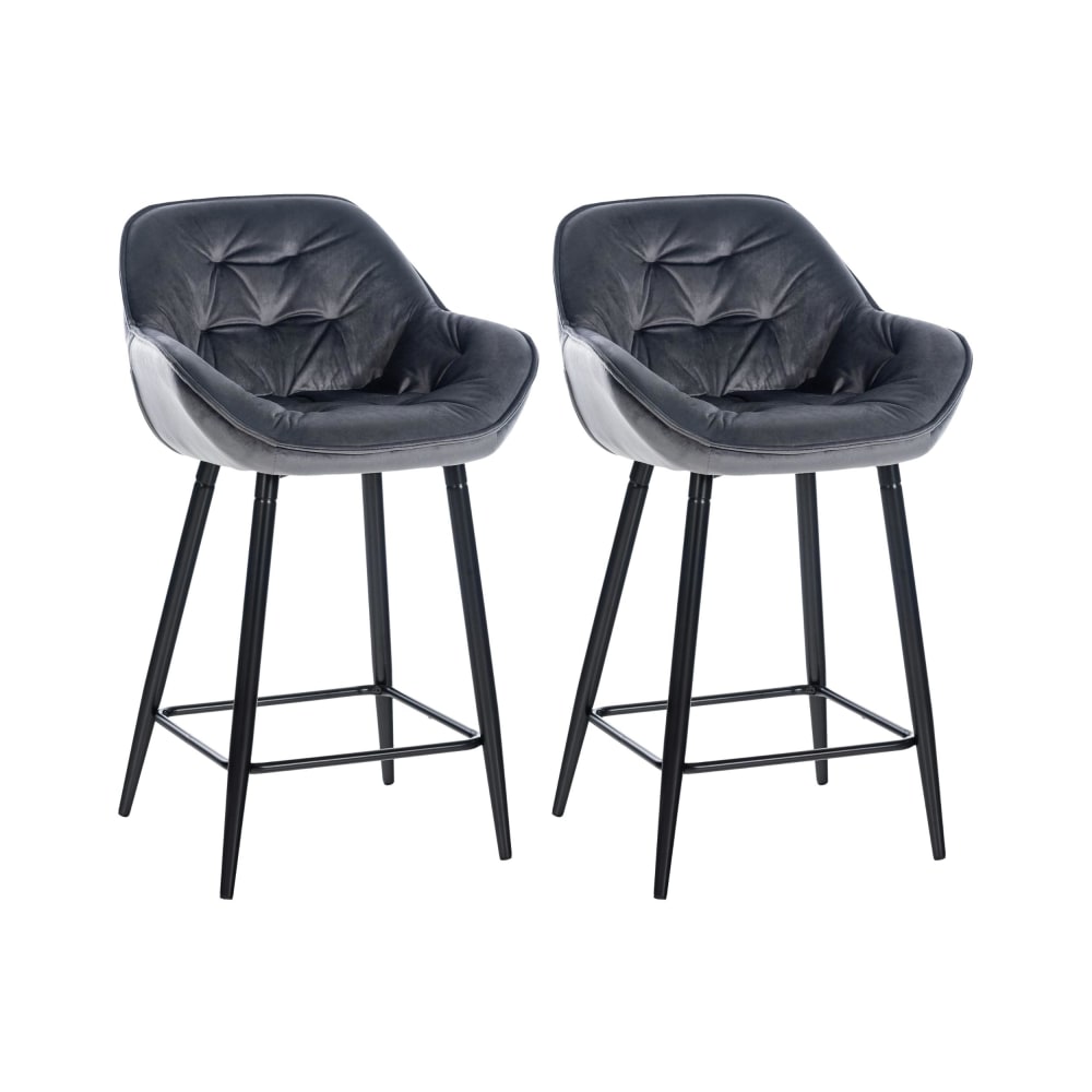 CLP 2er set Barhocker mit Metall-Gestell Samt dunkelgrau style modern - Samt