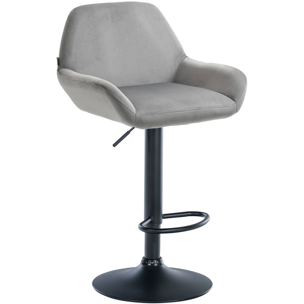 Taburete de bar regulable y giratorio en terciopelo gris - Maisons du Monde