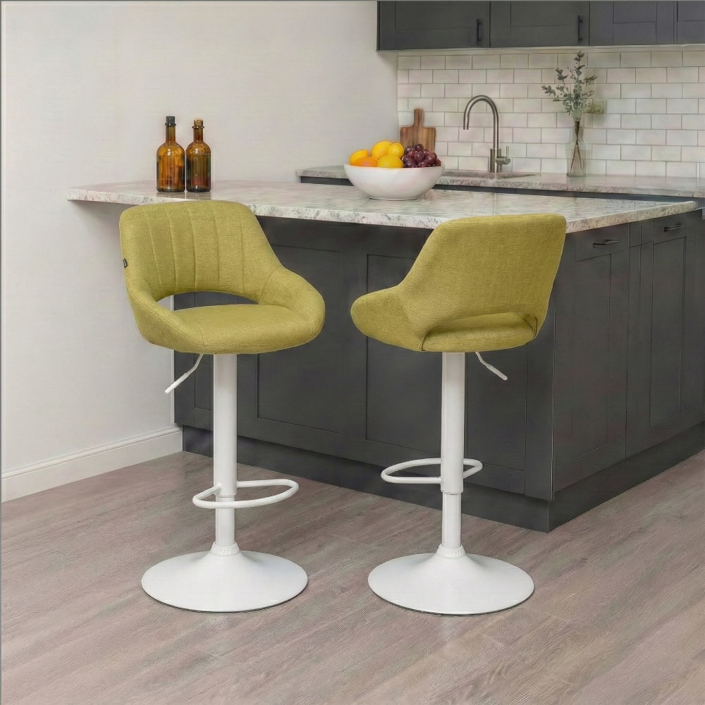 Sgabello da bar regolabile in tessuto colore verde - Modello Contemporaneo - Tessuto
