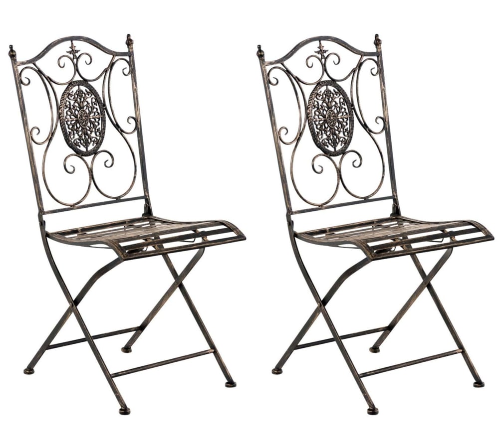 Lot 2 chaises jardin - bronze