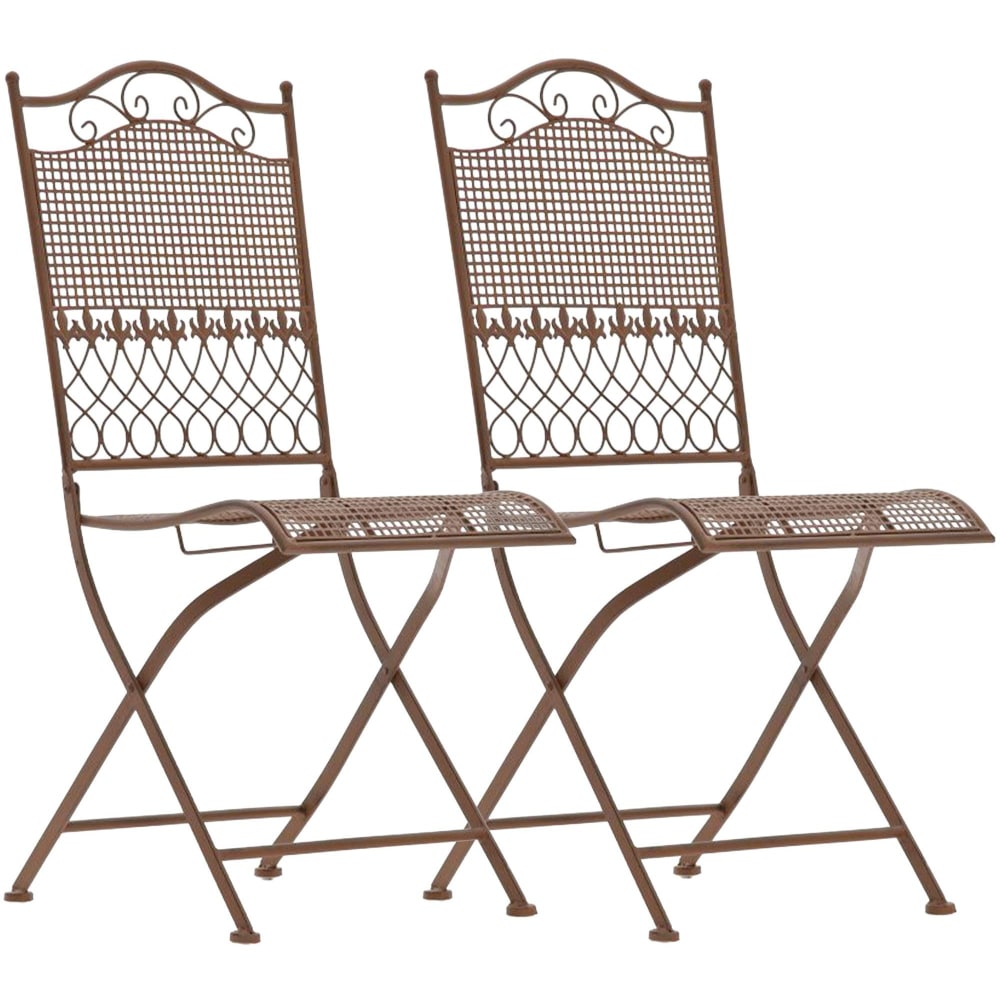 Set di 2 sedie da giardino in metallo colore antico marrone - CLP