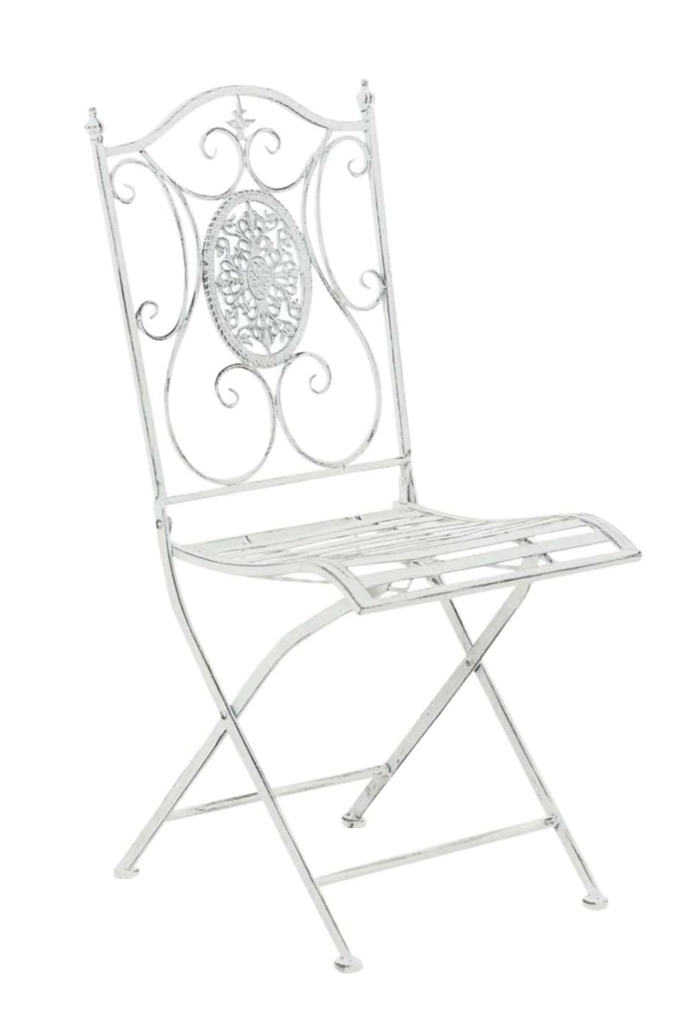 Lot de 2 chaises de jardin pliables en métal Blanc antique