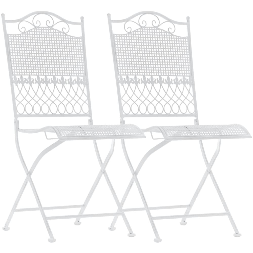 Lot de 2 chaises de jardin pliables en metall blanc