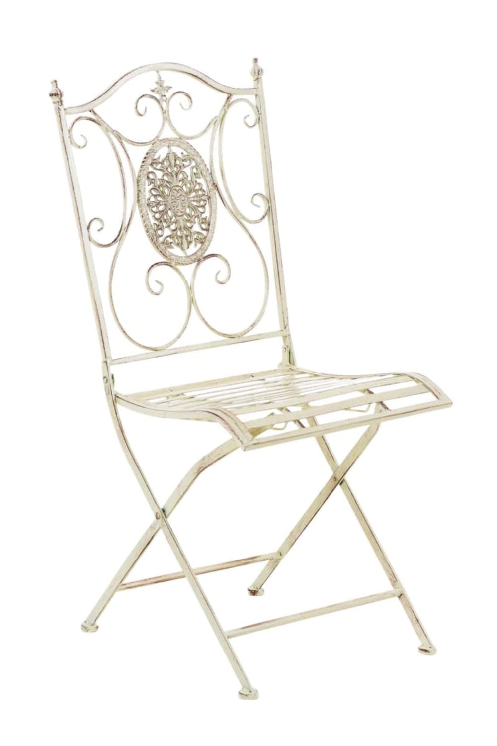 Lot de 2 chaises de jardin pliables en métal Crème antique
